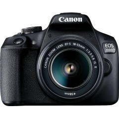 Canon EOS 2000D DSLR Digital Camera + EF-S 18-55mm F3.5-5.6 IS II Lens + Carrying Case + 16GB SD Memory Card — Black