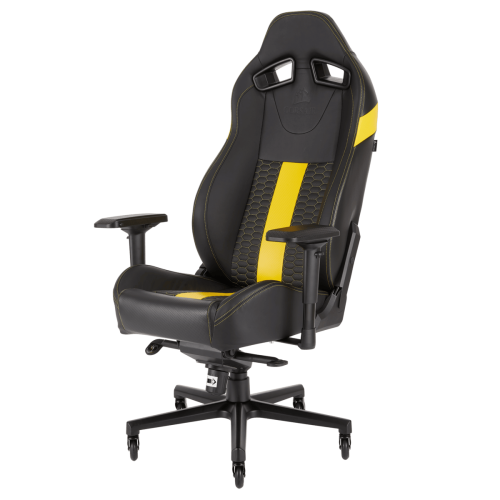 Gaming chair premium CORSAIR T2 ROAD WARRIOR yellow color.