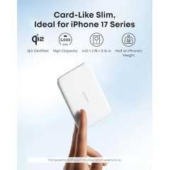 סוללת גיבוי Anker Nano Power Bank 5000mAh (MagGo Slim) — לבן