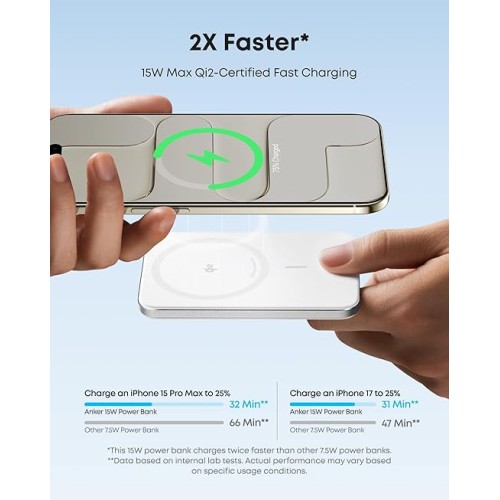 סוללת גיבוי Anker Nano Power Bank 5000mAh (MagGo Slim) — לבן