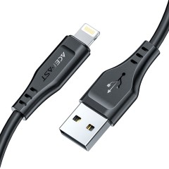 כבל טעינה והעברת נתונים C3-02 USB-A ל-Lightning שחור