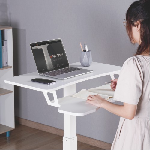 Height-adjustable side table with dual platforms — Black