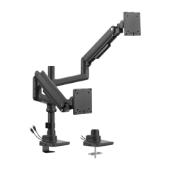 זרוע שולחנית כפולה ל-2 מסכים בגודל 17″–49″ (שחור)