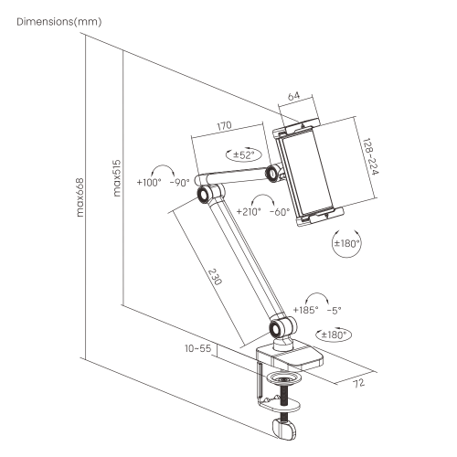 Universal Clamp Mount for Phone and Tablet