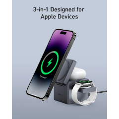 Wireless charging station Anker 3-in-1 Cube with MagSafe — black.