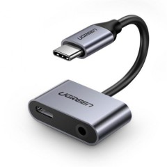 מתאם Ugreen – חיבור USB-C לאודיו 3.5 מ"מ + טעינה (כסוף)