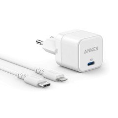 Anker PowerPort III Cube 20W Charger + USB-C to Lightning Cable 0.9m — White