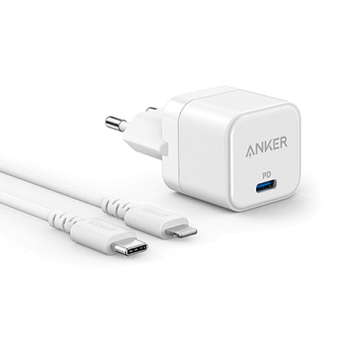 Anker PowerPort III Cube 20W Charger + USB-C to Lightning Cable 0.9m — White