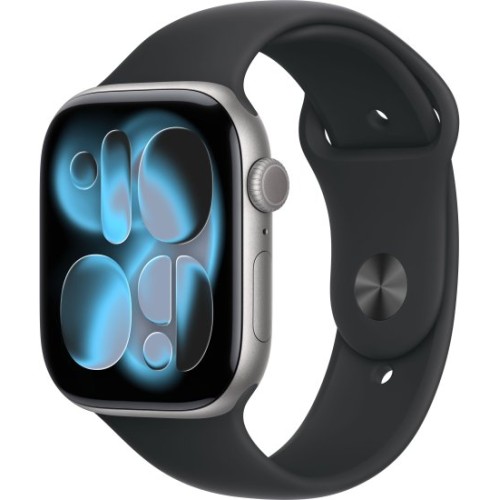 שעון Apple Watch 46mm Series 11 GPS בצבע Space Gray Aluminium עם רצועת Black Sport Band S/M (2025)
