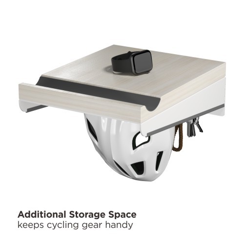 מתקן תלייה קומפקטי לאופניים עם מדף לקיר