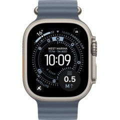 שעון Apple Watch Ultra 3 בגודל 49 מ"מ עם GPS + Cellular בצבע Natural Titanium עם רצועת Anchor Blue Ocean Band — מידה One Size (2025)