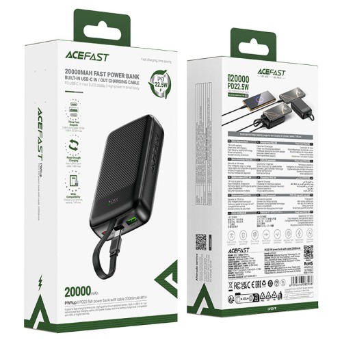 Портативный аккумулятор (Power Bank) с быстрой зарядкой M14 PD22.5W 20000mAh — черный