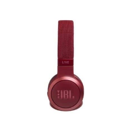 Headphones JBL Live 400BT in red color.