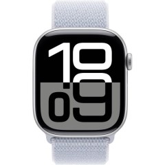 שעון Apple Watch Series 10 GPS + Cellular  בגודל 46 מ"מ בצבע Silver Aluminium עם רצועת Blue Cloud Sport Loop — מידה אחת (2024)