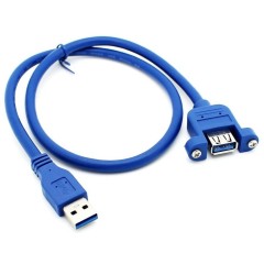 כבל USB 3.0 זכר-נקבה לפאנל + ברגים 0.5 מטר