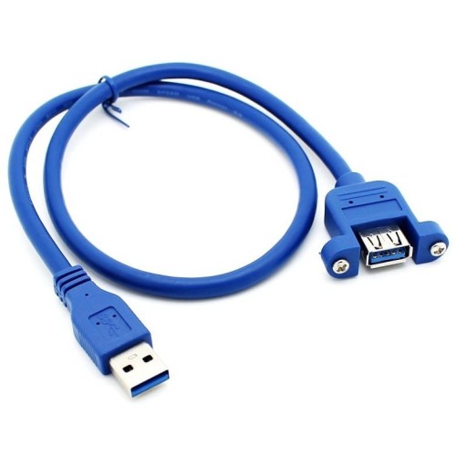 USB 3.0 Male-Female Cable for Panel + Screws 0.5 Meter