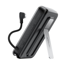 סוללת גיבוי ACEFAST M24 בקיבולת 10000mAh עם טעינה אלחוטית מגנטית מהירה 22.5W, כבל USB-C מובנה ומעמד — אפור