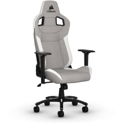 Игровое кресло серого и белого цвета CORSAIR T3 RUSH