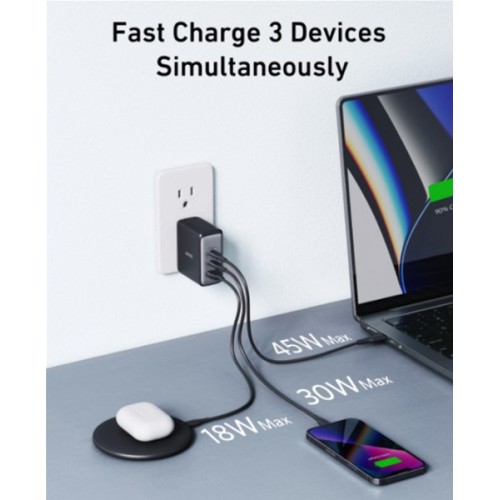 Anker 736 Nano II 100W Wall Charger (2×USB-C + USB-A) — Black