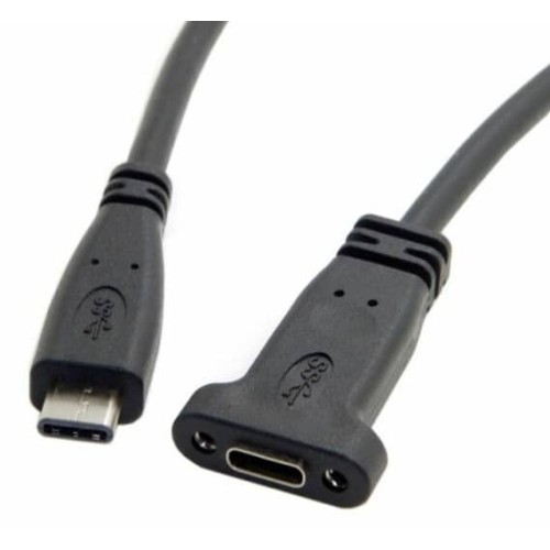 כבל USB C 3.1 זכר – נקבה לפאנל + ברגים 1.8 מטר