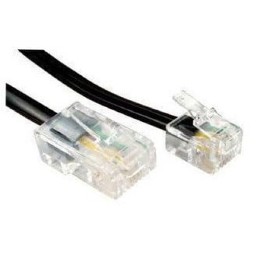 Network cable for telephone RJ11 - RJ45, black, 1 meter long.