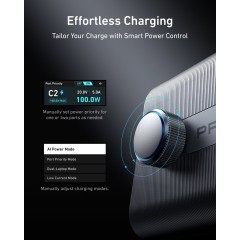 Wall charger Anker Prime 250W (4×USB-C + 2×USB-A) with display — gray.