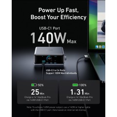 Wall charger Anker Prime 250W (4×USB-C + 2×USB-A) with display — gray.