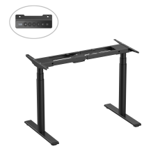 Electric three-stage sit-stand desk with dual motors — Black