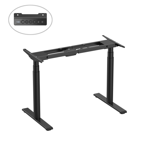 Electric three-stage sit-stand desk with dual motors — Black