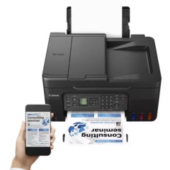 Многофункциональный беспроводной принтер Canon PIXMA G4470 с интегрированной системой чернильных резервуаров (MegaTank), автоподатчиком документов (ADF) и факсом — чёрный