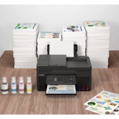 Многофункциональный беспроводной принтер Canon PIXMA G4470 с интегрированной системой чернильных резервуаров (MegaTank), автоподатчиком документов (ADF) и факсом — чёрный