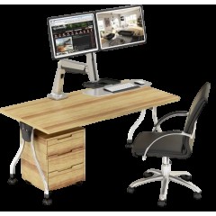 זרוע שולחנית כפולה עם מגש מקלדת ל-2 מסכים בגודל 13″–27″