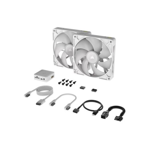 Стартовый комплект вентиляторов CORSAIR iCUE LINK RX140 RGB 140 мм PWM белый (2 шт.)