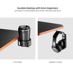 שולחן מחשב גיימינג עם הגבהת מסך מתכווננת — שחור