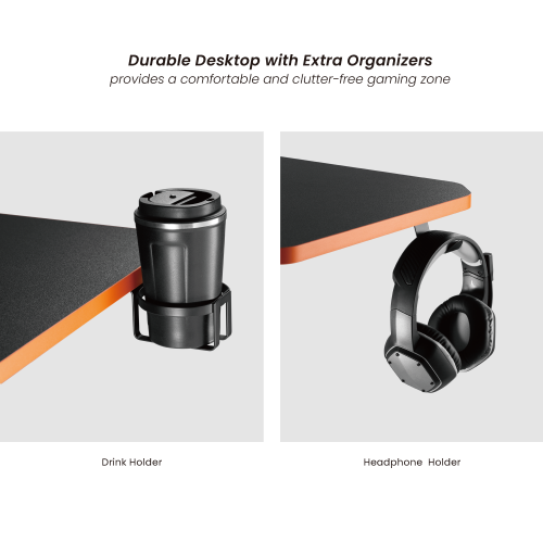 שולחן מחשב גיימינג עם הגבהת מסך מתכווננת — שחור