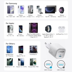 Compact Anker USB-C 25W Wall Charger — White