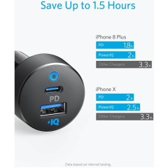 Автомобильное зарядное устройство Anker PowerDrive PD+ 2 35W (USB-C + USB-A) — чёрный/серый