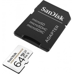 SanDisk High Endurance Micro SDXC memory card with a capacity of 64GB