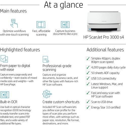 Document scanner HP ScanJet Pro 3000 s4 6FW07A