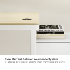 שולחן עבודה חשמלי מתכוונן עם מגירה נשלפת ומטען אלחוטי — לבן