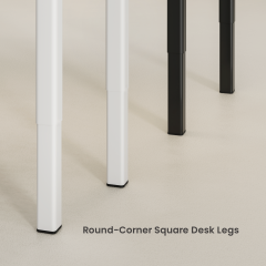 שולחן עבודה חשמלי מתכוונן עם מגירה נשלפת ומטען אלחוטי — לבן