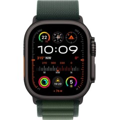 Apple Watch Ultra 2 49mm GPS + Cellular in Black Titanium Case with Dark Green Alpine Loop — Strap size Large (2024)