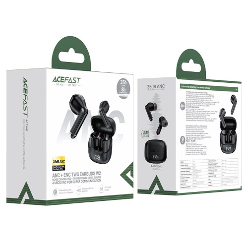 Беспроводные наушники ACEFAST ACTIVE W2 TWS — черный