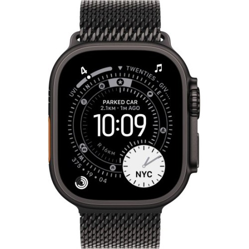 שעון Apple Watch Ultra 3 בגודל 49 מ"מ עם GPS + Cellular בצבע Black Titanium עם רצועת Black Titanium Milanese Loop — מידה Medium (2025)