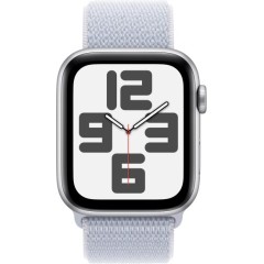 Apple Watch SE GPS 44мм + Cellular в цвете Silver Aluminium с ремешком Blue Cloud Sport Loop — Один размер (2024)