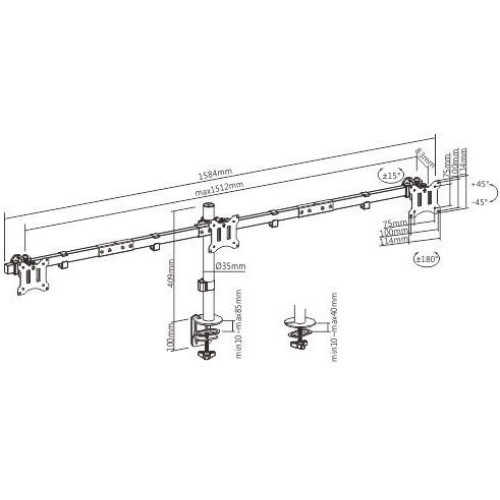 Настольный кронштейн для 3 мониторов размером 17″–32″