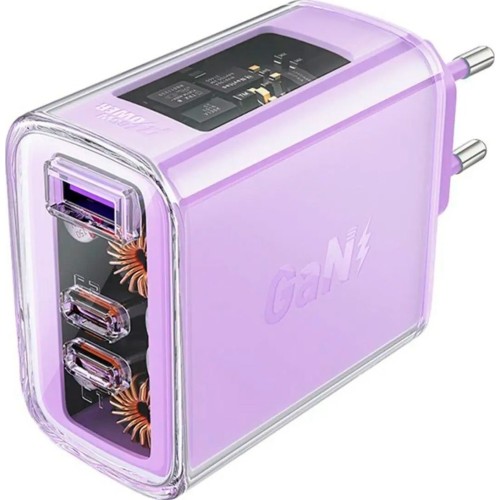 A45 wall charger (2xUSB-C, 1xUSB-A) 65W PD Purple