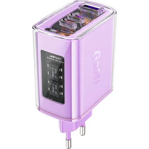 A45 wall charger (2xUSB-C, 1xUSB-A) 65W PD Purple