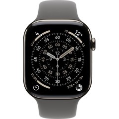 שעון Apple Watch 46mm Series 11 GPS + Cellular בצבע Natural Titanium עם רצועת Stone Gray Sport Band M/L (2025)