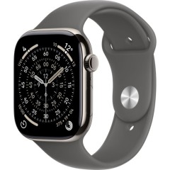 שעון Apple Watch 46mm Series 11 GPS + Cellular בצבע Natural Titanium עם רצועת Stone Gray Sport Band M/L (2025)
